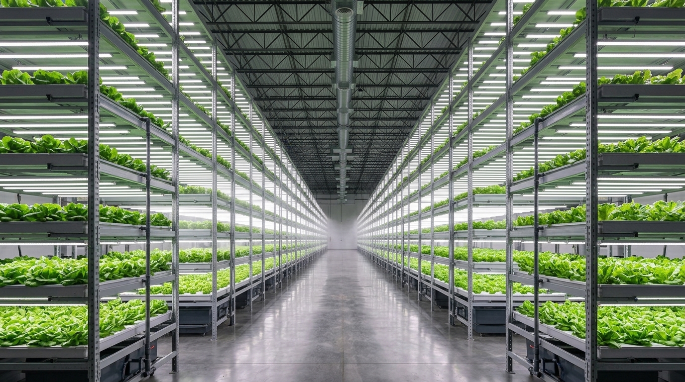 Fabbrica di piante su larga scala con torri di coltivazione LED ORTOLED