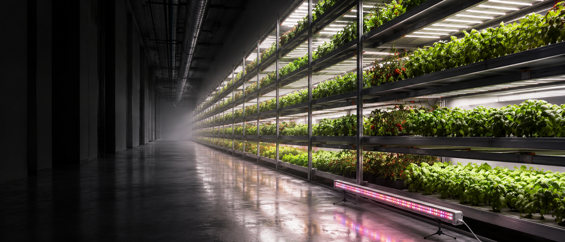Vertical farm ORTOLED con livelli di coltivazione illuminati a LED